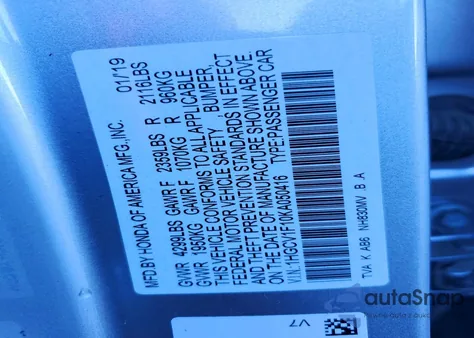 2019 Honda Accord Lx from USA, damaged, VIN 1HGCV1F10KA050416